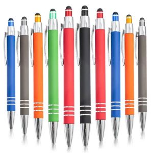 أقلام دعائية معدنية شكل جذاب 3 خطوط اسفل القلم سن ممتاز مع تاتش علاقي استيل